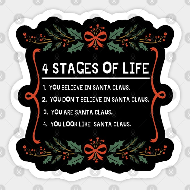 4 stages of life funny Christmas joke Sticker by PsychoDynamics